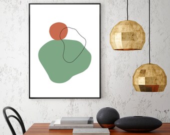 Impresión de arte de composición de triángulo, impresión de arte abstracto, cartel de formas orgánicas, impresión geométrica, arte de línea, decoración de pared estética, impresión digital