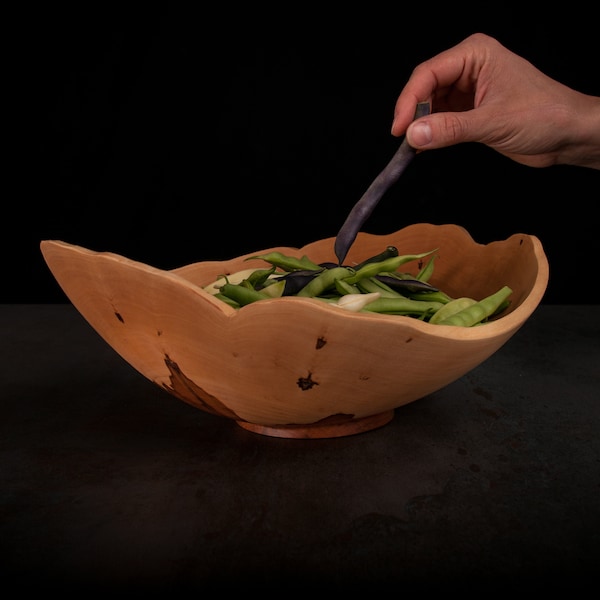 Apple tree bowl 34cm large big reclaimed wooden hardwood handturned salad fruit bowl handmade wood