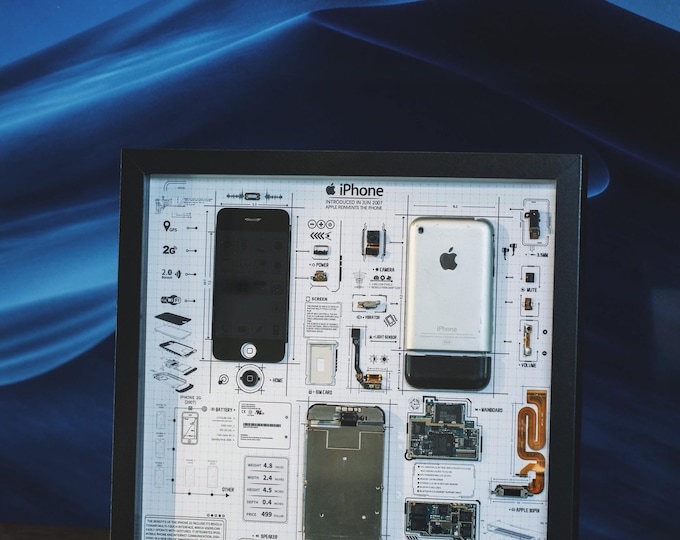 Disassembled iPhone 1st Gen Art With Frame, Disassemble Art, Framed iPhone 1, iPhone 1 Teardown, Unique Gift For Apple Fans