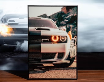 LED Car Light Up Wall Art 28 Inches Canvas Headlight Lighted Decor,Customizable,Dodge,Porsche 911,BMW M4,Audi RS7,Ford Mustang,Mercedes