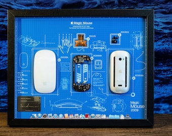 Apple Magic Mouse 1 Teardown Art, Shadow Box Display, Apple Fan Collectible, Mac Memorabilia, Digital Tech Decor, Gift for Him,