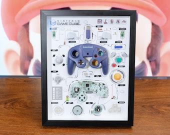 Disassembled Nintendo Gamecube With Frame, Disassemble NGC Teardown, Frame Wall Art, Unique Wall Decor, Game Decor, Gift For Game Lovers