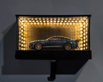 Infinity Mirror Car Key Holder with LED Light, Automotive Wall Art, Modern Garage Decor, Unique Gift for Car Lovers