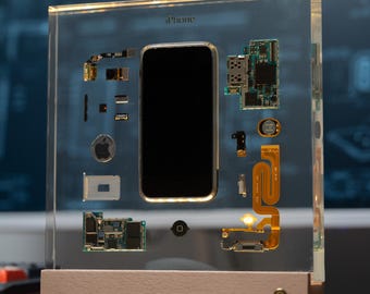 Disassembled iPhone 1st Gen Art With Frame (Resion Edition), Disassemble Art, Framed iPhone 1, iPhone 1 Teardown, Unique Gift For Apple Fans