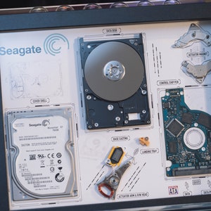 Disassembled Hard Drive Disk With Frame, Disassemble Art, Framed Hard Drive Disk, Western Digital/Seagate/Hitachi/HGST/Fujitsu/Toshiba,HDD