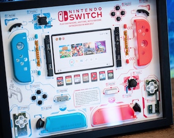 Disassembled Nintendo Switch Frame Art, Disassemble Game Art