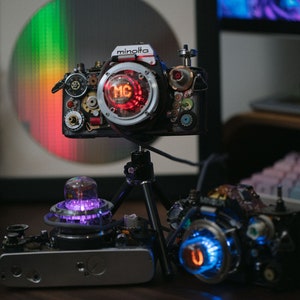 Disassembled Mechanical Film Camera, Cyberpunk Deconstructed Art Decor, Minolta Camera Disassembly, Home Decor, Camera Art, Camera Teardown