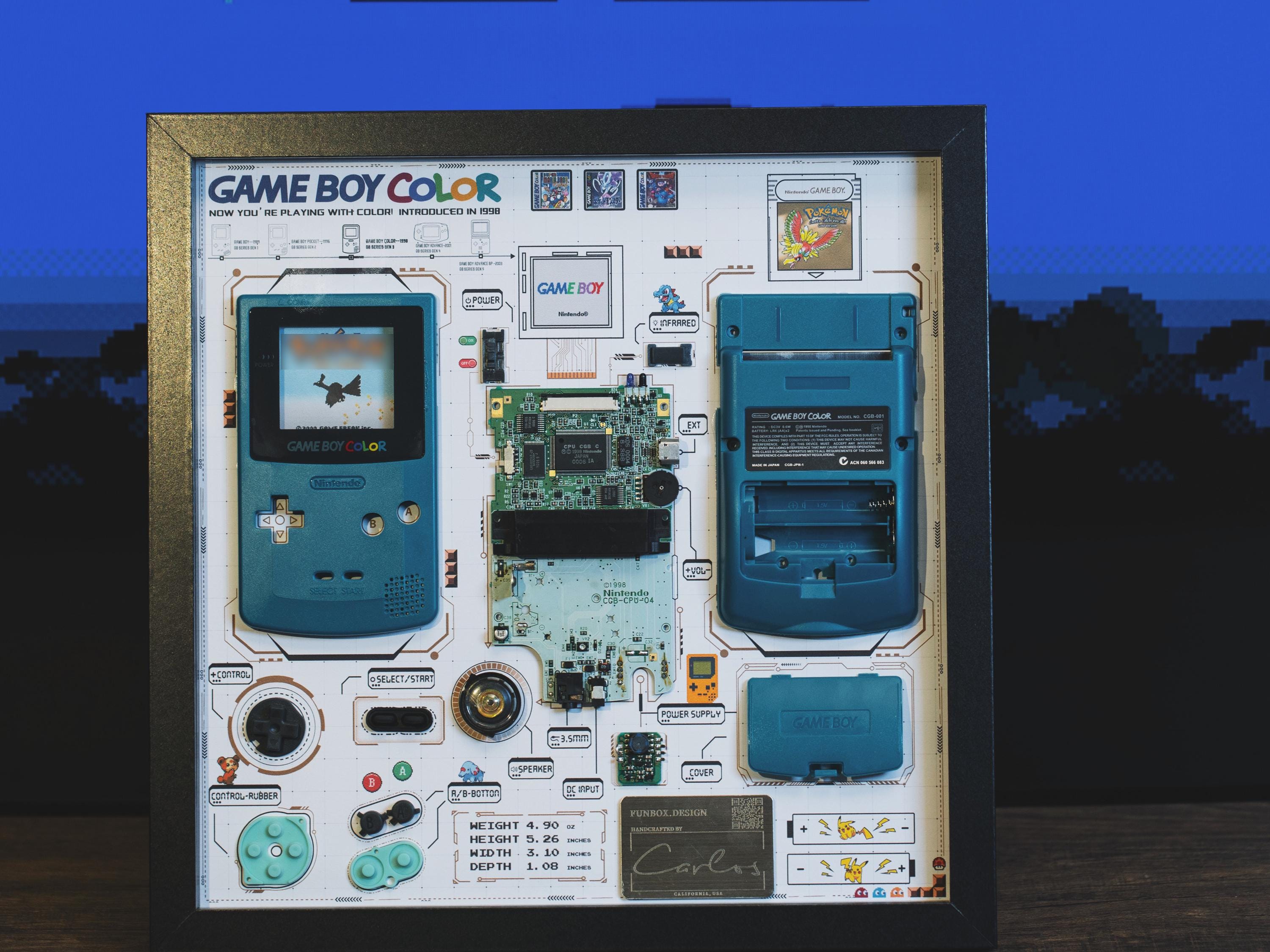 分解されたゲームボーイカラーのフレーム、分解されたゲームアート