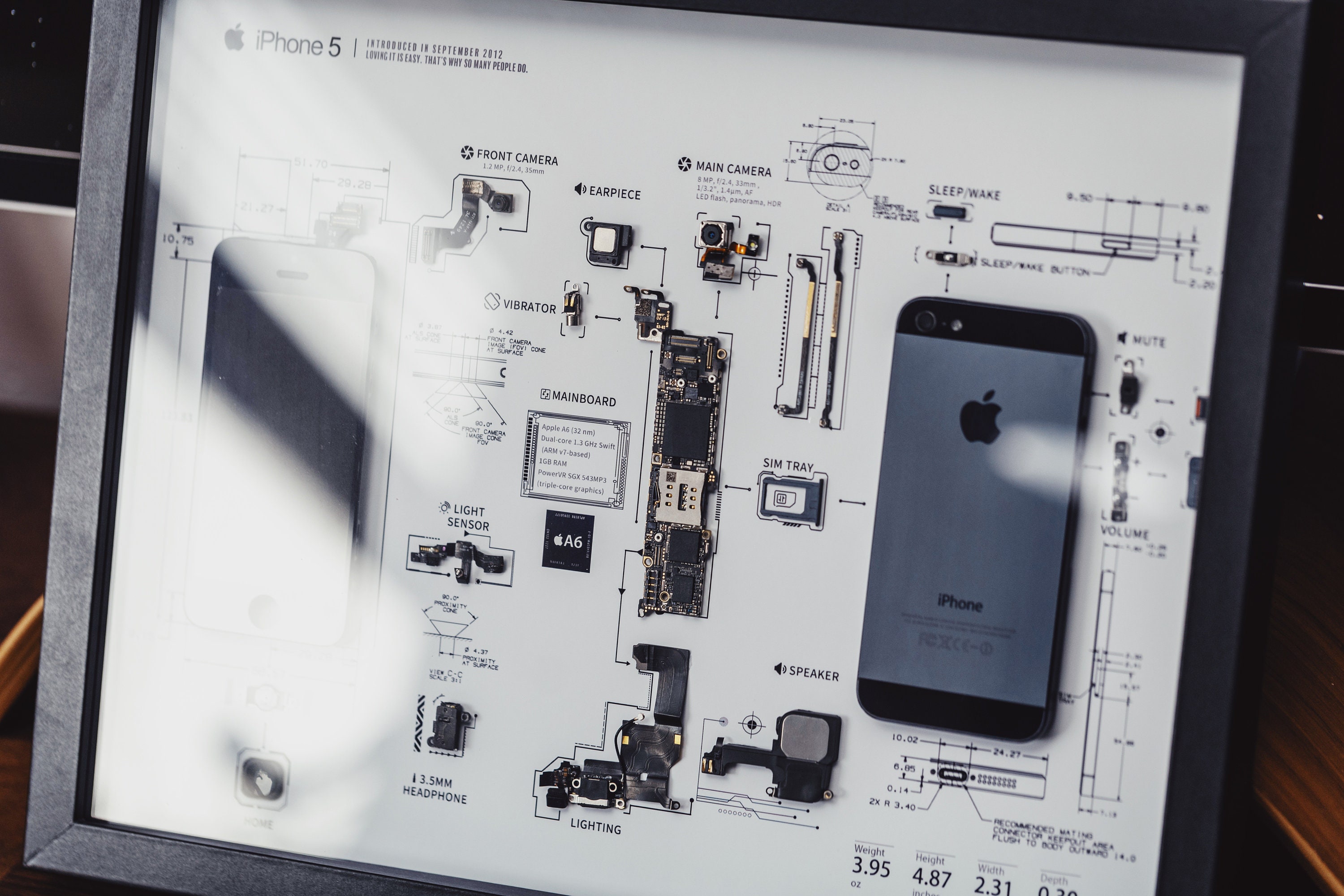 Disassembled iPhone Art With Frame, Disassemble Art, Framed