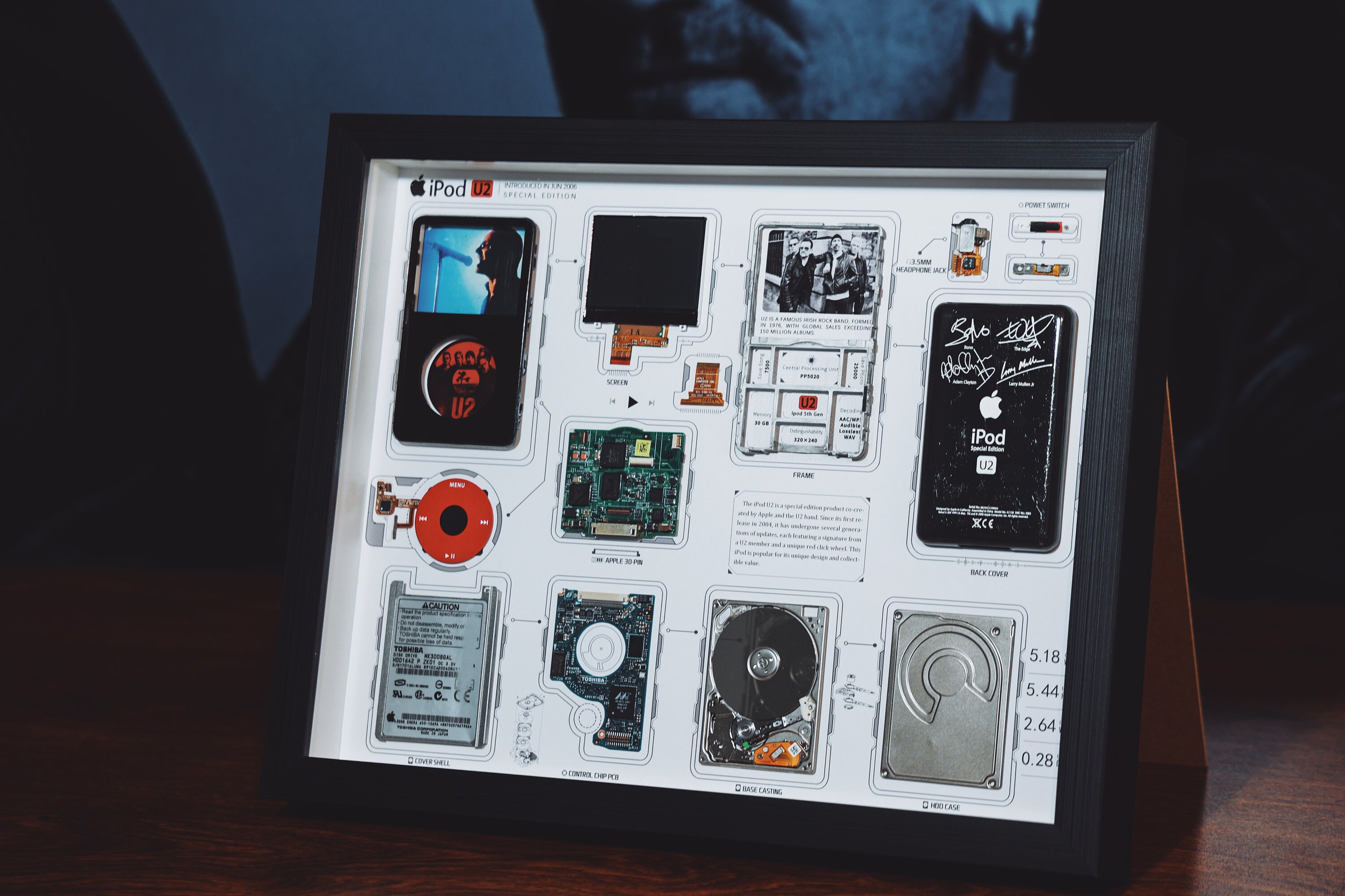 Disassembled Ipod U2 Art With Frame, Deconstructed Ipod U2, Framed