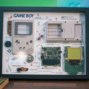 Disassembled Gameboy With Frame, Disassemble Art, Gameboy Teardown, Frame Wall Art, Wall Decor, 1st Gameboy, GameBoy Disassmbly, Game Decor