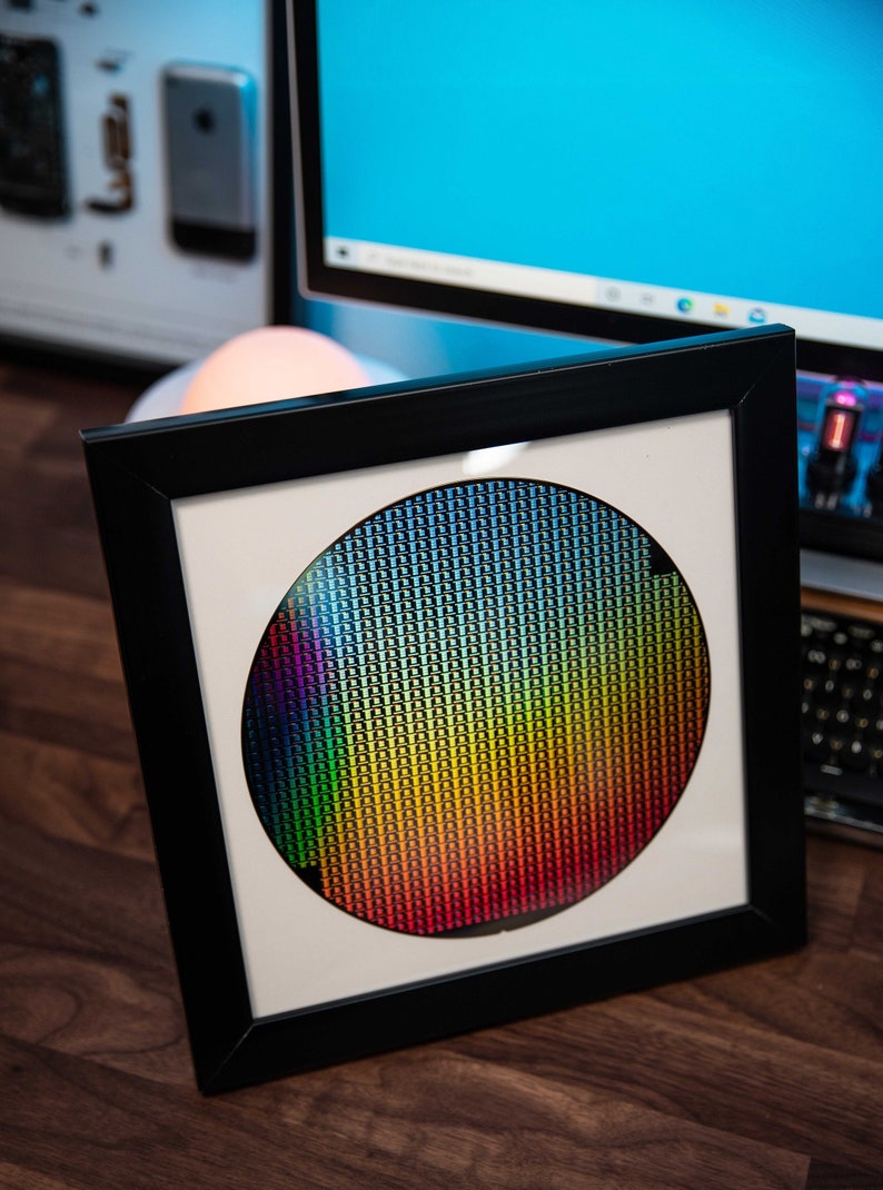 Silicon Wafer For Intel CPU & Computer Chips, Tech Art, Cool Home Wall Decor, Gift For Him, Tech Frame, Tech Gift, AMD Tech Silicon Valley, image 3