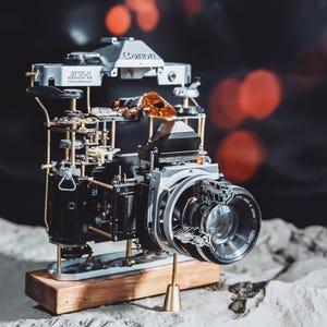 Disassembled Mechanical Film Camera, Deconstructed Canon AE-1 Canon FT, Canon Camera Disassembly, Home Decor, Camera Art, Camera Teardown