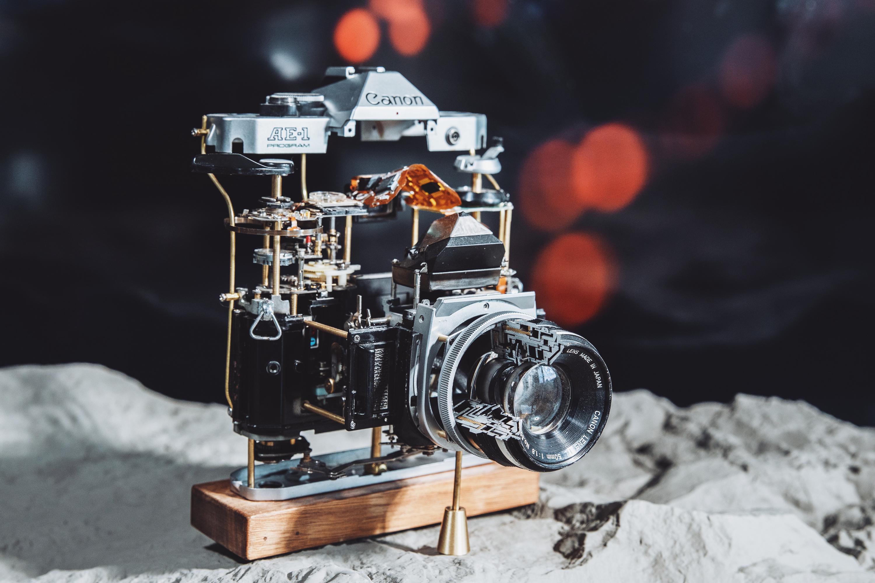 Disassembled Mechanical Film Camera, Deconstructed Canon AE