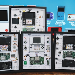 Zerlegter Rahmen von 3DS/DS/DSi, DS Lite, Teardown der Nintendo DS-Serie, Rahmenwandkunst, Wanddekor, Geschenke für Nintendo-Liebhaber, Spieldekor