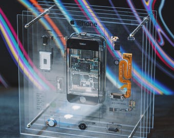 Original 2007 Teardown Art für iPhone 2007, iPhone Display der ersten Generation, Retro Tech Memorabilie, handgefertigt in LA, umweltfreundliches iPhone Geschenk