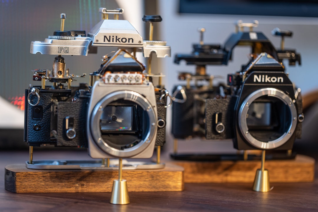 Disassembled Mechanical Film Camera, Deconstructed Nikon EM, Nikon FG