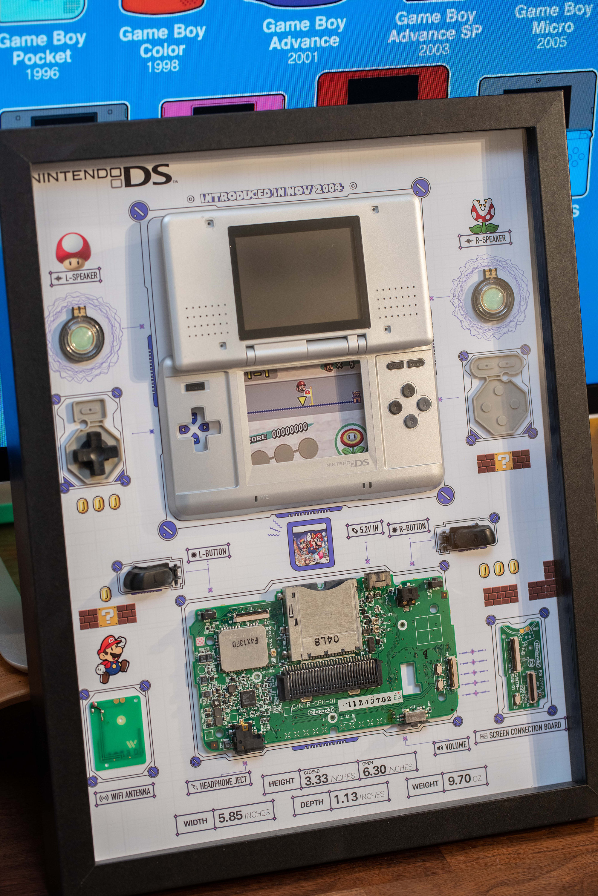 フレーム付き分解されたニンテンドーDSアート、分解されたNDSの