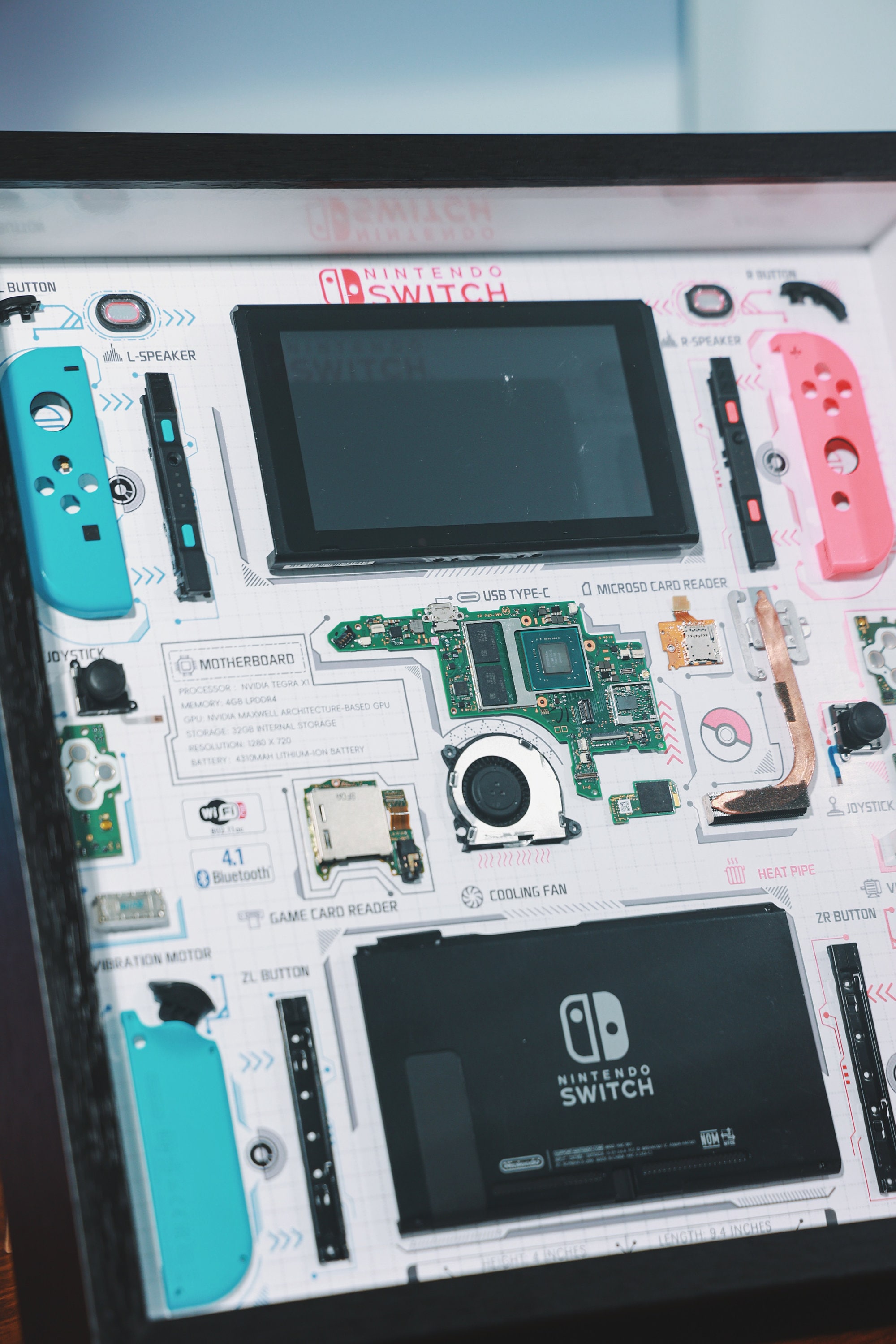Disassembled Nintendo Switch Frame Art, Disassemble Game Art