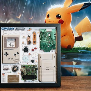 フレーム付きゲームボーイの分解、分解アート、ゲームボーイの分解、フレーム付きウォールアート、ウォールデコレーション、初代ゲームボーイ、ゲームボーイの分解、ゲームデコレーション