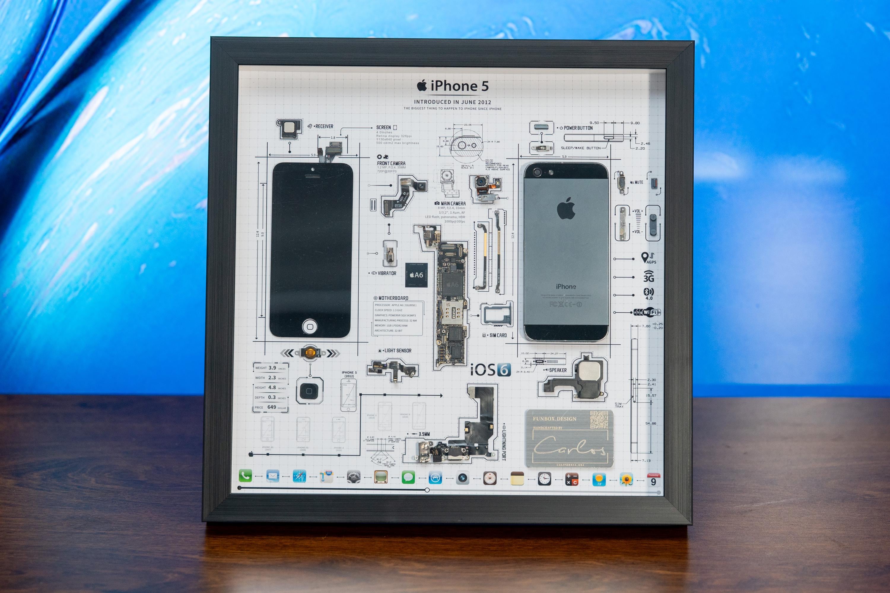 Disassembled iPhone Art With Frame, Disassemble Art, Framed iPhone