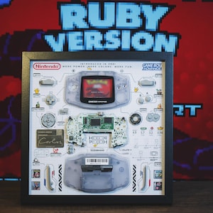 Zerlegter Gameboy Advance Rahmen, Zerlegte Kunst, GBA Teardown, Rahmen Wandkunst, Wanddekor, Gameboy Avance, GBA Disassmbly, Spiel Dekor