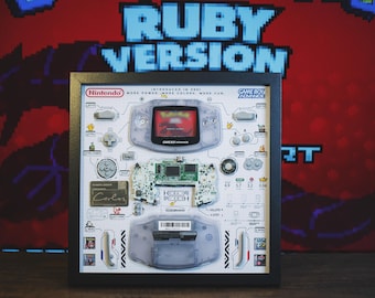 Rozmontowana rama Gameboy Advance, Demontaż grafiki, Demontaż GBA, Grafika ścienna w ramce, Dekoracja ścienna, Gameboy Advance, Demontaż GBA, Dekoracja do gier