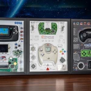 SEGA Console Teardown Art, Dreamcast ,Genesis, Game Gear Display, Retro Gaming Wall Art, Sega Fan Gift, Gift for Him, Home Decor, Wall Art