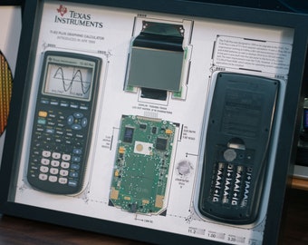 Disassembled Ti 83 Calculator With Frame, Frame Art of Texas Instrument Ti-83 Plus Graphing Calculator, Calculator Teardown, Gift For Him