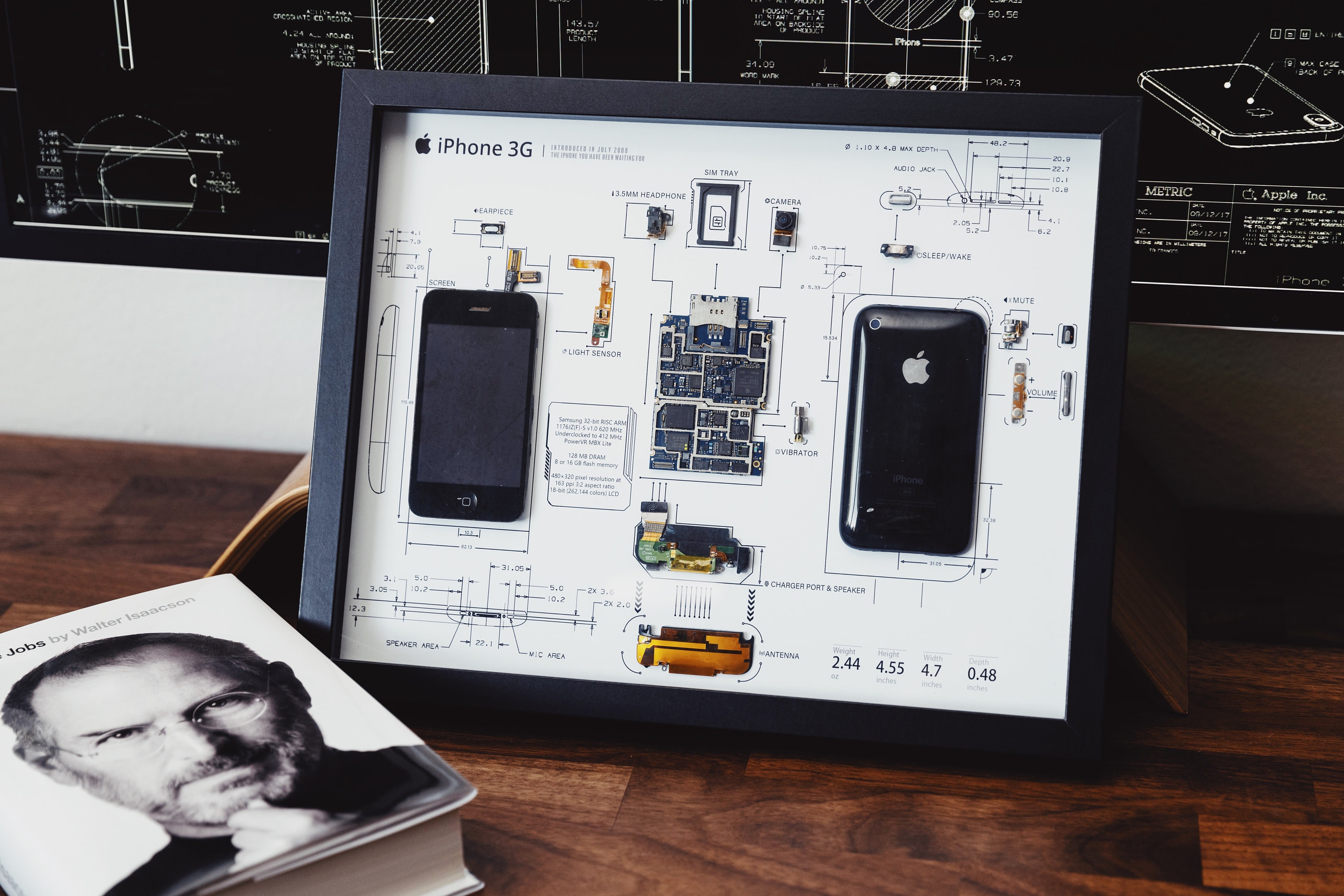 フレーム付き分解iPhoneアート、分解アート、フレーム付きiPhone