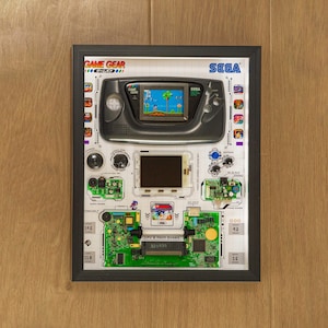 SEGA Game Gear Teardown Art, Retro Handheld Display, Game Console Decor, Sega Fan Gift, Gaming Collectible, Gift for Him, Game Decor