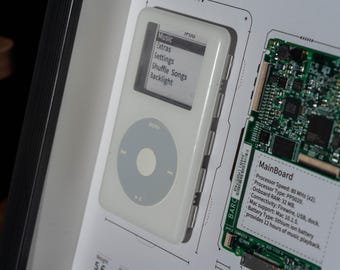 IPod Classicの分解アート（額入り）、iPod 4の分解写真、第4世代iPod