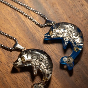 Cyberpunk Necklace with Dophin Pendant, Unique Circuit Necklace, IT Tech Necklace, Chic Gift for Techie, Cool Accessories for Tech Lover