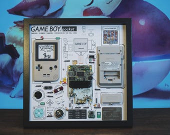 Pochette Gameboy démontée avec cadre, démontage de l'art en GBP, démontage de la poche Gameboy, décoration murale, art mural cadre, cadeau pour lui, décoration de jeu