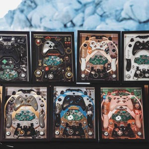 Xbox スタイルのレイアウト用分解式ゲームコントローラーフレーム、レトロゲームハードウェアウォールアート、分解式ウォールアート、ゲームルーム装飾、