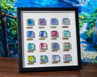 Resin Preserved Flower Wall Art, Botanical Specimen Cube Frame, Dried Flower Display, Nature Home Decor, Gift for Her, Garden Lover Gift