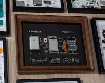 Framed iPhone 1 Art Teardown Display, First-Generation iPhone Display, Retro Tech Memorabilia, Handcrafted in LA, Eco-Friendly iPhone Gift,
