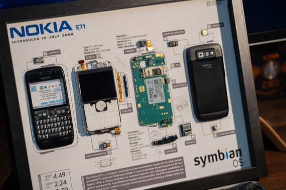 Disassembled Nokia E71 Frame Art, Disassemble Art, Framed Nokia