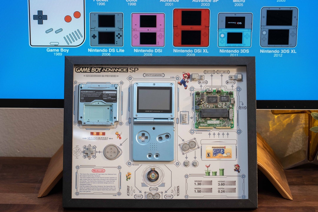 Disassembled Gameboy Advance SP Art With Frame, Disassemble Disassembled Gameboy Advance SP Art With Frame, Disassemble