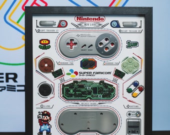 分解された任天堂スーパーファミコンコントローラーフレーム、任天堂
