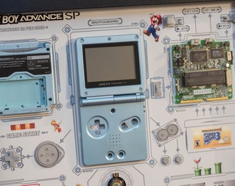 Disassembled Gameboy Advance SP Art With Frame, Disassemble