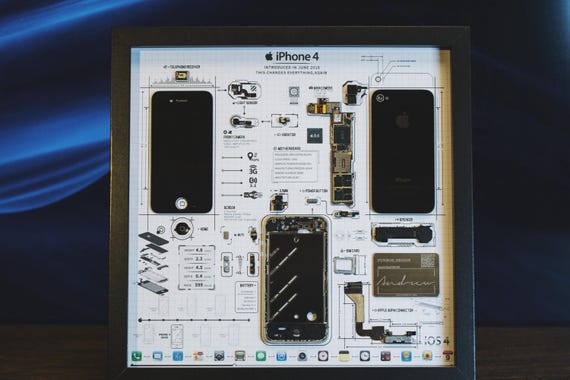 iPhone4 ブラック 分解アートレア】iPhone 4インテリア標本アート/分解