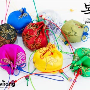 Yangdan Silk / Saekdong Traditional Korean Fortune Bag, Lucky Pouch - Hanbok Accessory, Gift pouch, Dohl Table Decor 돌잔치, 백일 오복주머니, 오곡주머니