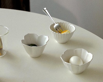 Korean Ceramic Sauce 3 Bowls / Set – Small Dipping Bowls, Flower Side Dish, Mujagi Pottery