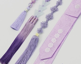 Kpop Norigae - Adorno de borla coreano hecho a mano / Accesorio para Hanbok, Rojo, Morado, Plateado