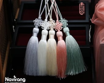 Lot de 5 Norigae pastel avec cadeau - Pompon traditionnel coréen, Premium · Fait main de haute qualité | Accessoire Hanbok | Bojagi Norigae