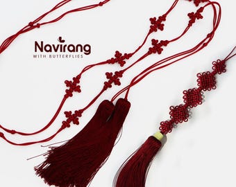 Cintura in corda con nodo coreano e nappe, realizzata a mano - 260 cm / 100,8" Corda extra lunga per la vita con nappe