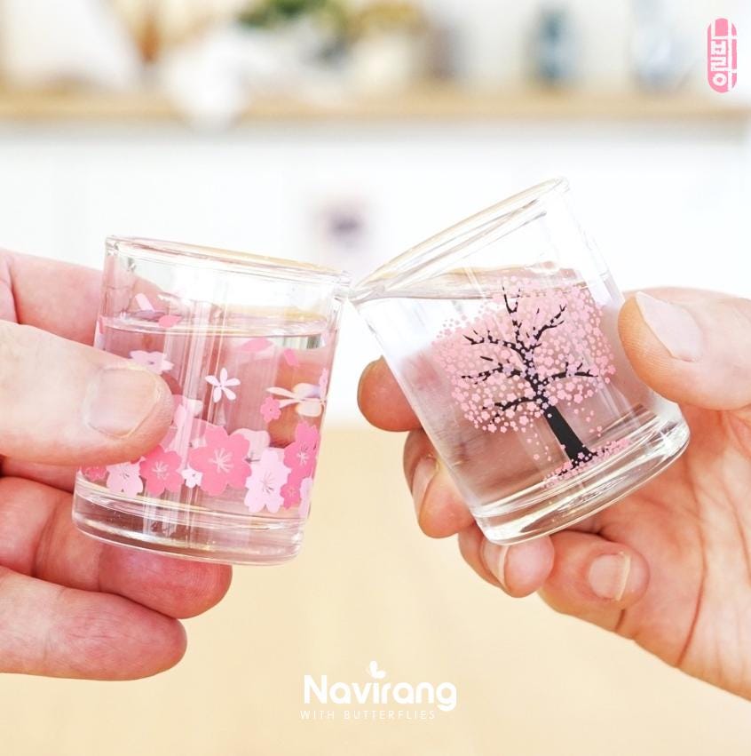 Cherry Blossom Color-changing Glass / 60 Ml, 240 Ml - Korean Soju