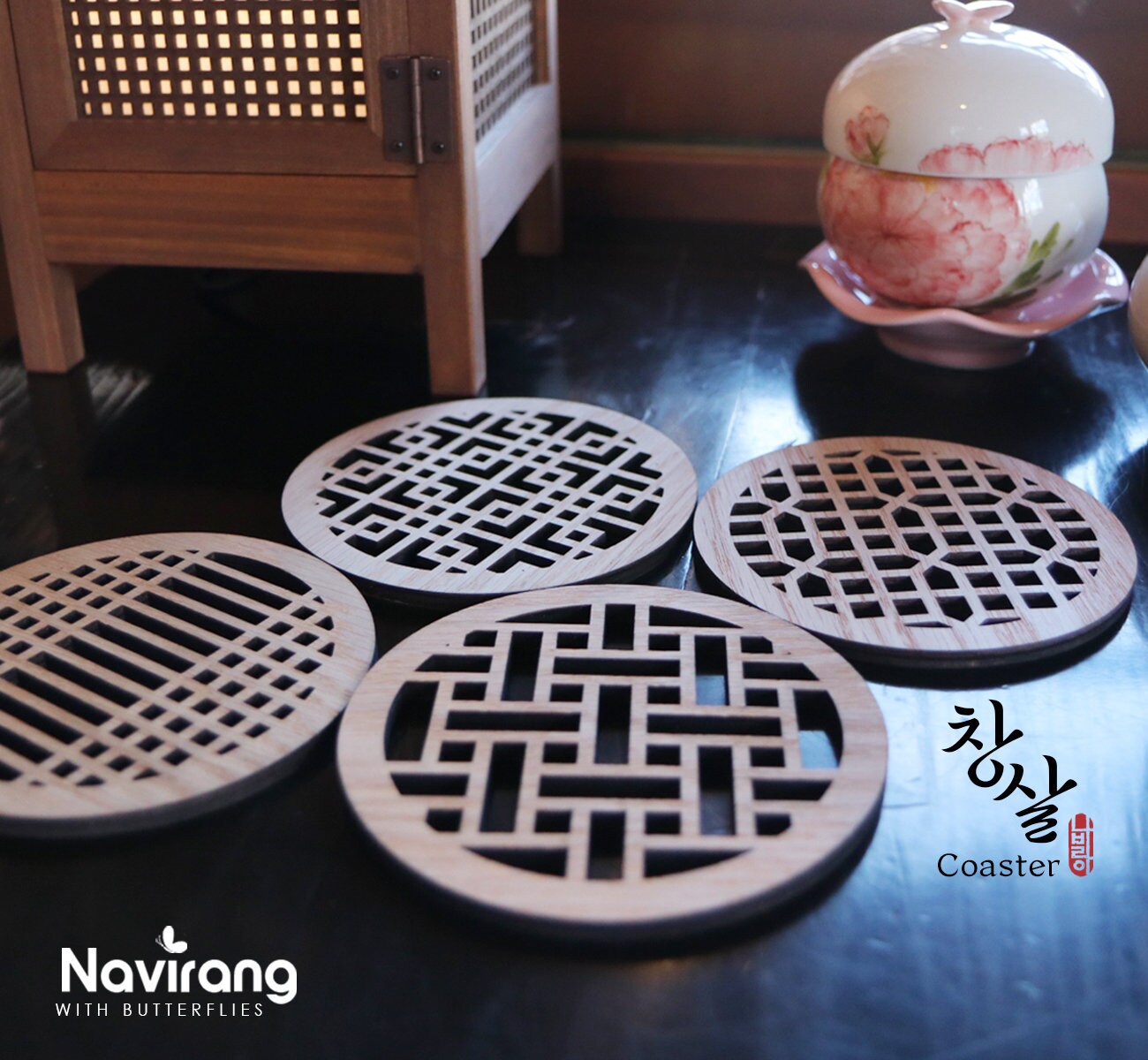 Buy 1, Get 50% off / Laser Cut Wood Coasters / Korean Traditional ...