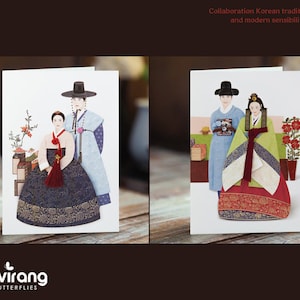 Carte tendance Hanbok - Service d'expédition combiné, Reine, Roi, mariage Carte premium avec impression Hanbok, Mariage Félicitations, Carte de remerciement